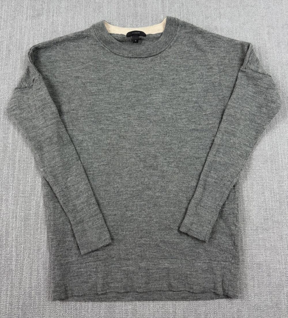 J.Crew 100% Merino Wool Sweater Women’s Small Gray Crew Neck Lightweight